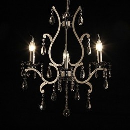 Candelabru de cristal cu 3 lumini din metal