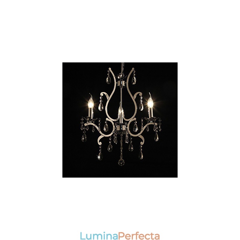 Candelabru de cristal cu 3 lumini din metal
