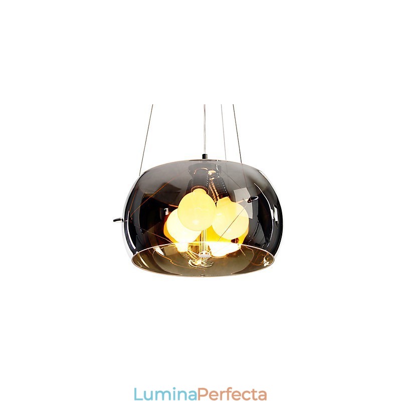 Pandantiv modern și pitoresc în stil italian, cu 3 lumini, cu abajur negru transparent