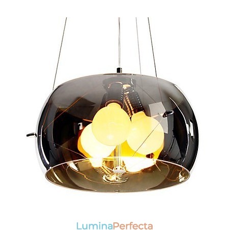 Pandantiv modern și pitoresc în stil italian, cu 3 lumini, cu abajur negru transparent