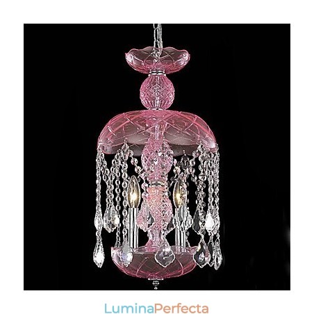 Lampă suspendată modernă din cristal cu 3 lumini în nuanță roz Lampă suspendată modernă din cristal cu 3 lumini în nuanță roz