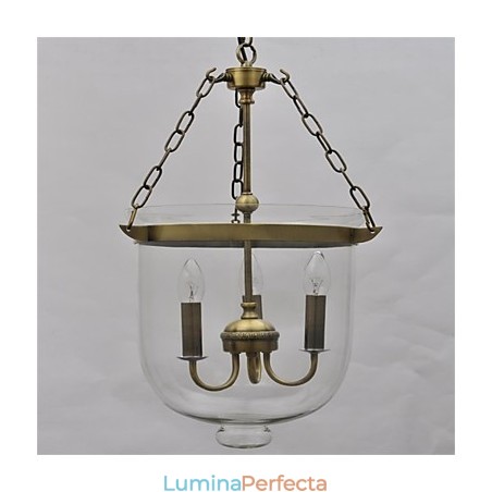 Țară americană Candelabru din sticlă cu clopot de templu de epocă Țară americană Candelabru din sticlă cu clopot de templu de epocă