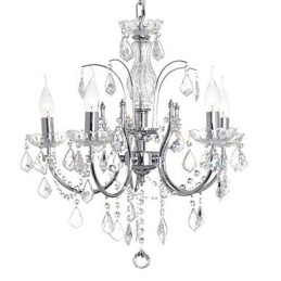 Candelabru tradițional din metal cromat din cristal
