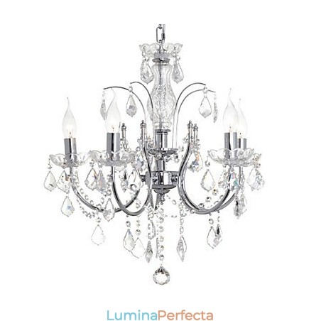 Candelabru tradițional din metal cromat din cristal