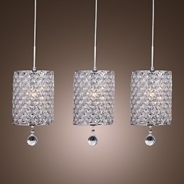 Lampă suspendată modernă și contemporană din metal cromat din cristal