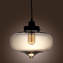 Lampă suspendată din sticlă transparentă cu design maro Bubble