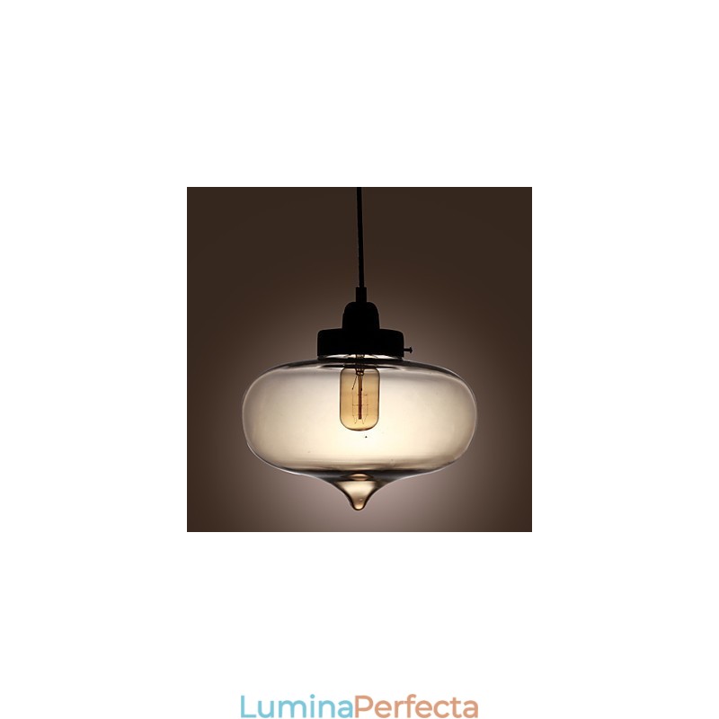 Lampă suspendată din sticlă transparentă cu design maro Bubble