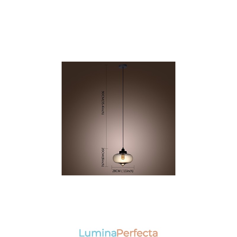 Lampă suspendată din sticlă transparentă cu design maro Bubble