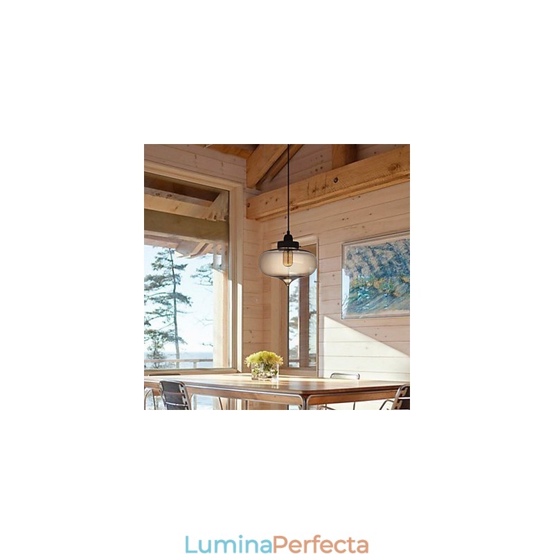 Lampă suspendată din sticlă transparentă cu design maro Bubble