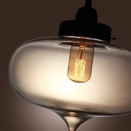 Lampă suspendată din sticlă transparentă cu design maro Bubble