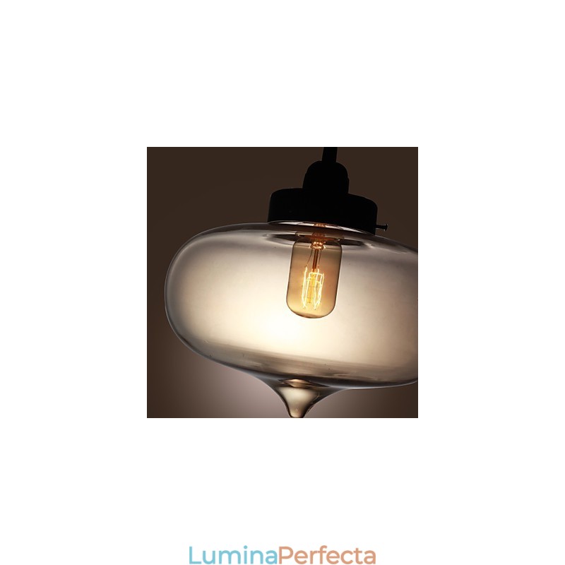 Lampă suspendată din sticlă transparentă cu design maro Bubble