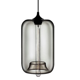 Lampă suspendată din sticlă transparentă de 70 W cu design Black Bubble