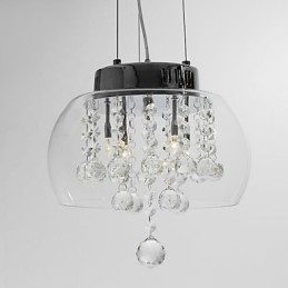 Lampă artistică de cristal cu 4 lumini și abajur din sticlă