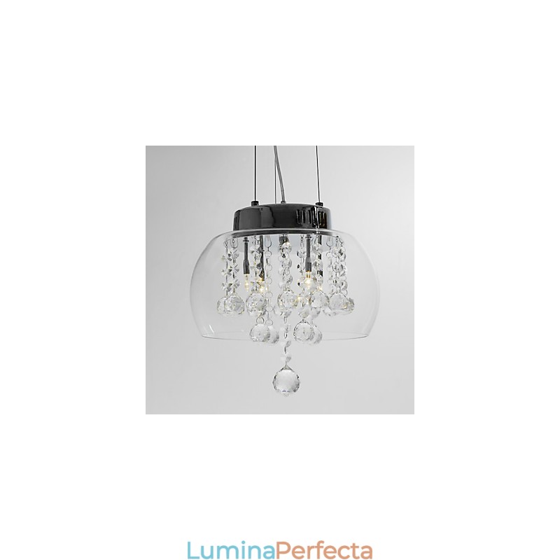 Lampă artistică de cristal cu 4 lumini și abajur din sticlă