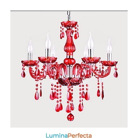 Candelabru Cristal Roșu De Lux Modern 6 Lumini Candelabru Cristal Roșu De Lux Modern 6 Lumini