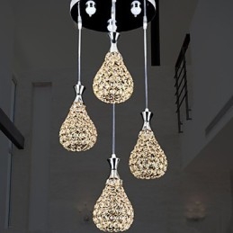 Lampă suspendată cu 4 capete Cristal Modern Contemporan Metal