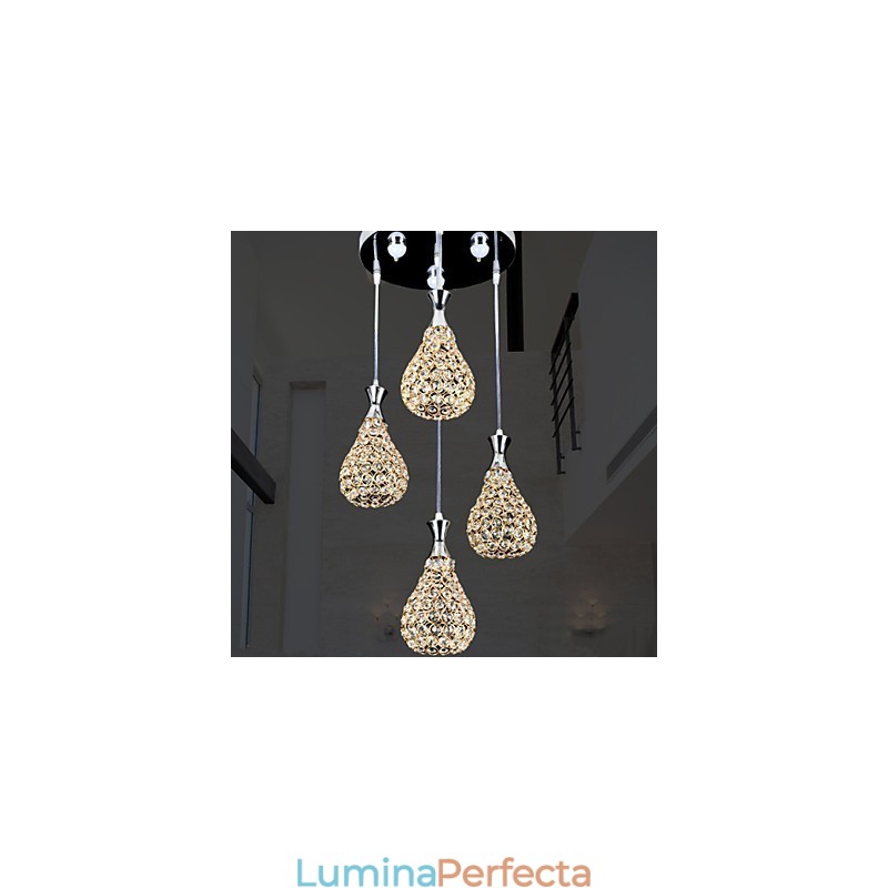 Lampă suspendată cu 4 capete Cristal Modern Contemporan Metal