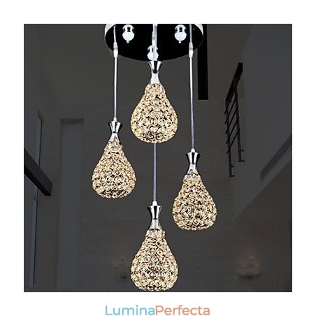 Lampă suspendată cu 4 capete Cristal Modern Contemporan Metal
