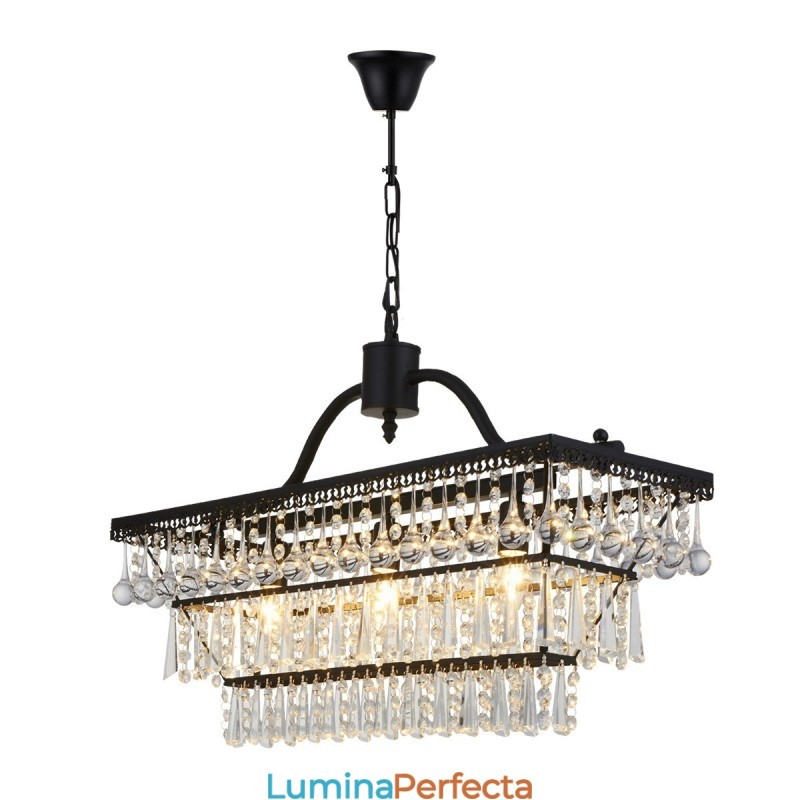 3 etaje dreptunghi tradițional clasic cristal metal candelabru pt