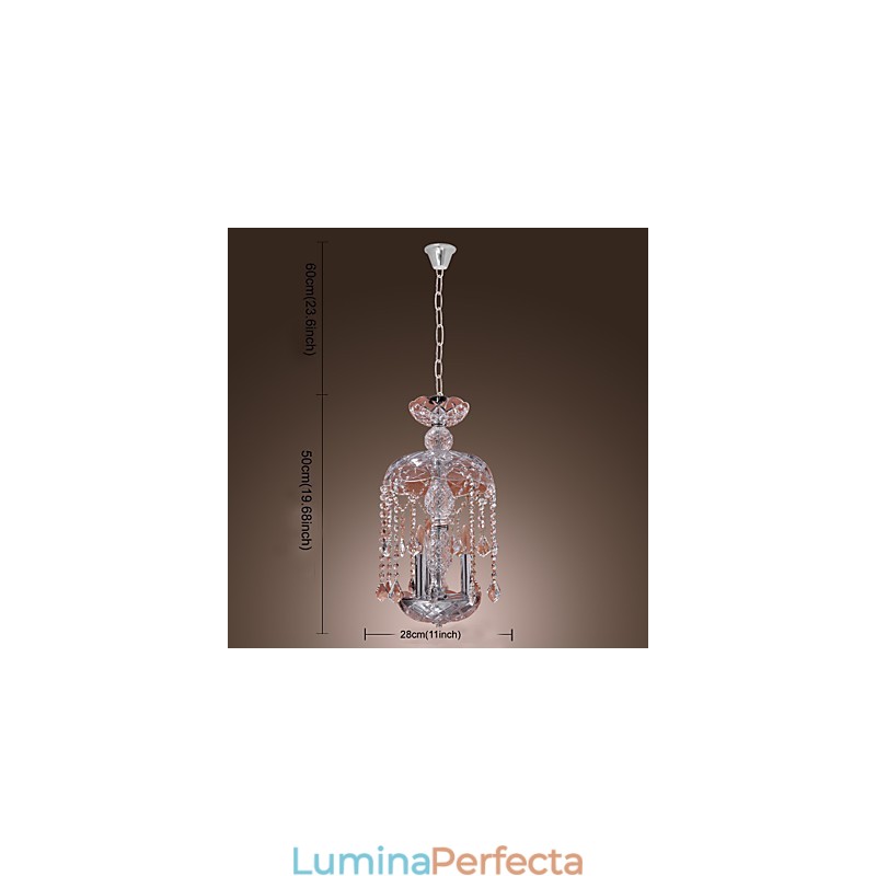 Lampă suspendată modernă din cristal cu 3 lumini în abajur de sticlă