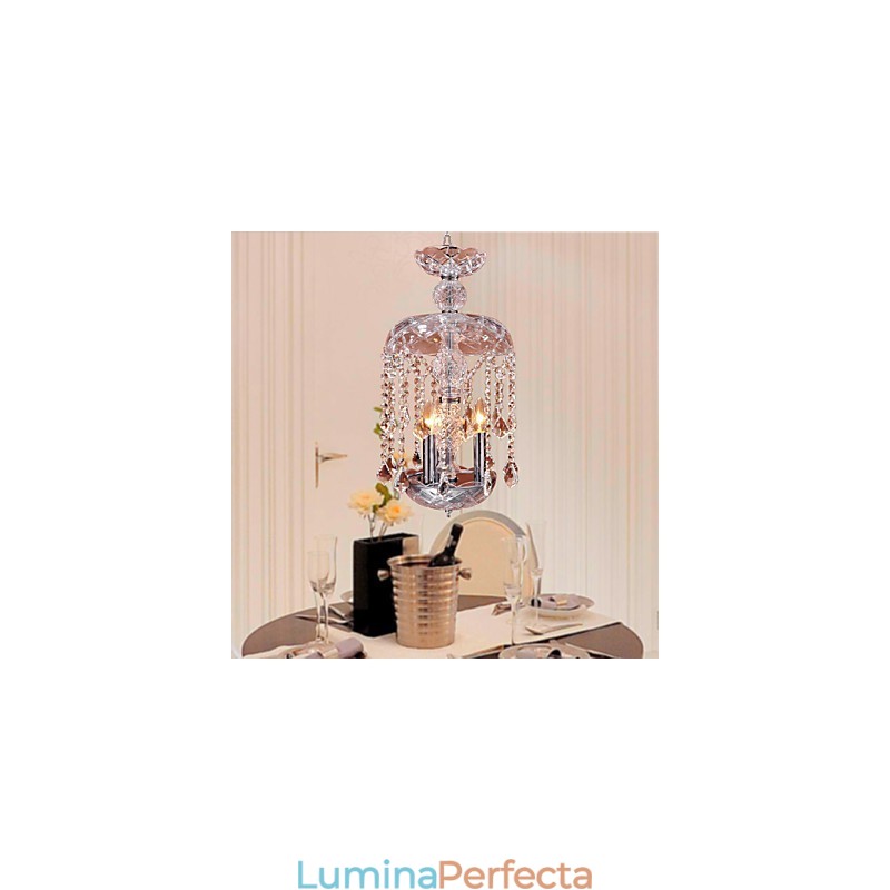 Lampă suspendată modernă din cristal cu 3 lumini în abajur de sticlă