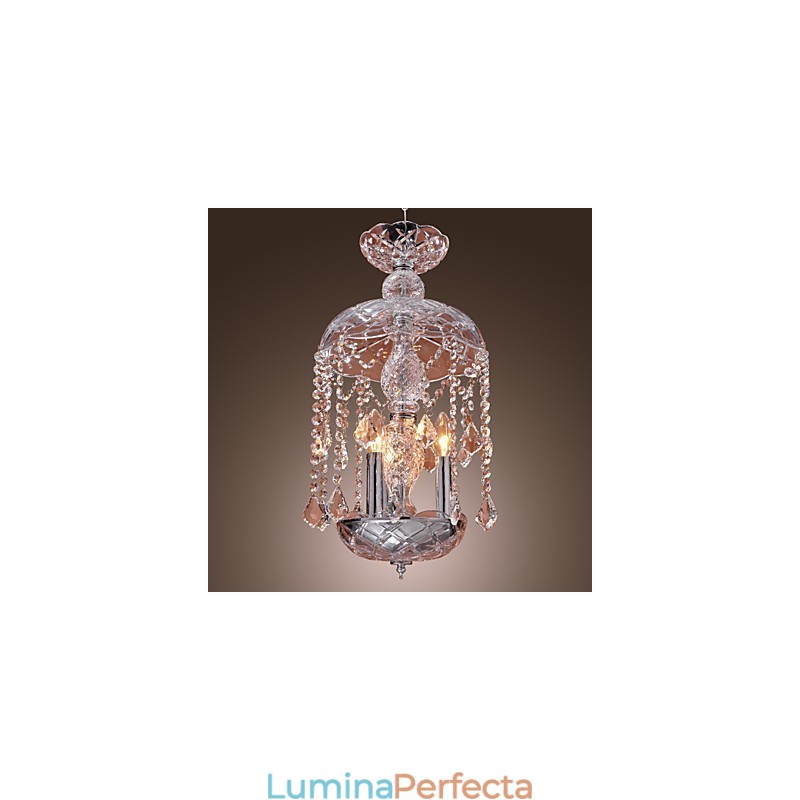 Lampă suspendată modernă din cristal cu 3 lumini în abajur de sticlă