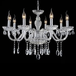8 Lumini Stilul palatului Candelabru de sticla cu bec de lumanare