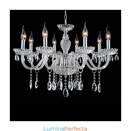 8 Lumini Stilul palatului Candelabru de sticla cu bec de lumanare 8 Lumini Stilul palatului Candelabru de sticla cu bec de lumanare