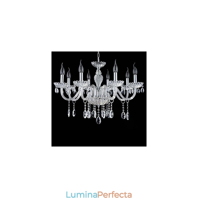 8 Lumini Stilul palatului Candelabru de sticla cu bec de lumanare