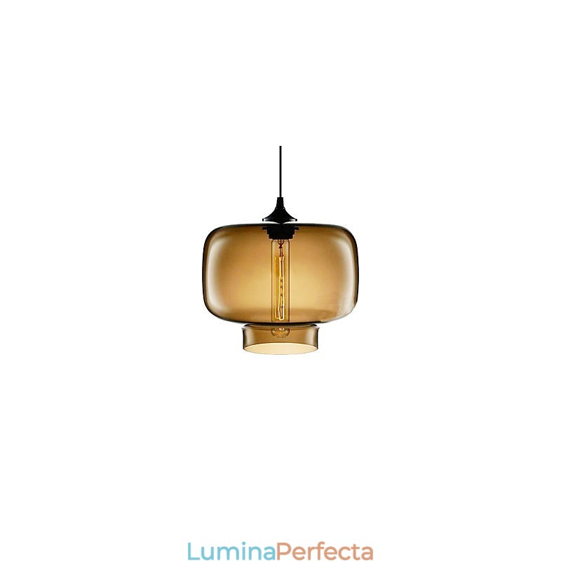 Lampă suspendată modernă din sticlă de 70 W cu design maro transparent pentru sticlă