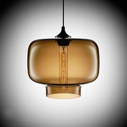 Lampă suspendată modernă din sticlă de 70 W cu design maro transparent pentru sticlă
