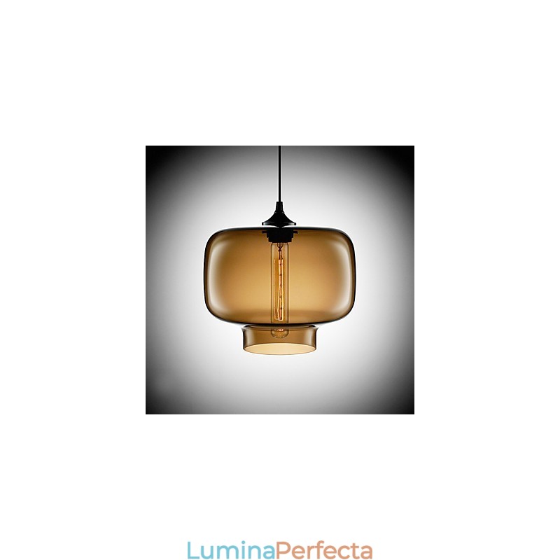 Lampă suspendată modernă din sticlă de 70 W cu design maro transparent pentru sticlă