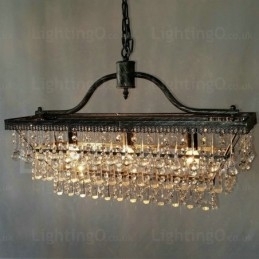 3 etaje dreptunghi tradițional clasic cristal metal candelabru pt