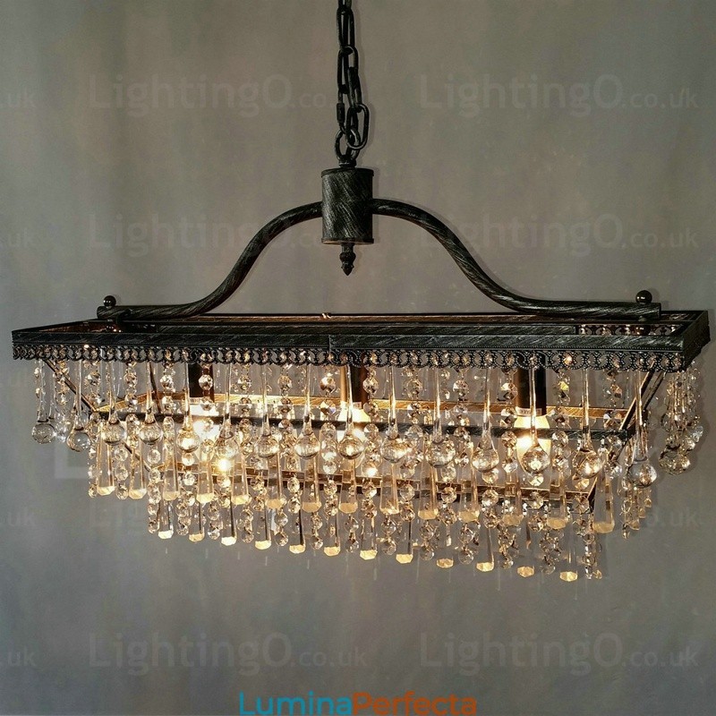 3 etaje dreptunghi tradițional clasic cristal metal candelabru pt