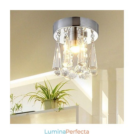 Cristal modern cu 1 lumini, montaj încastrat în formă de coroană Cristal modern cu 1 lumini, montaj încastrat în formă de coroană