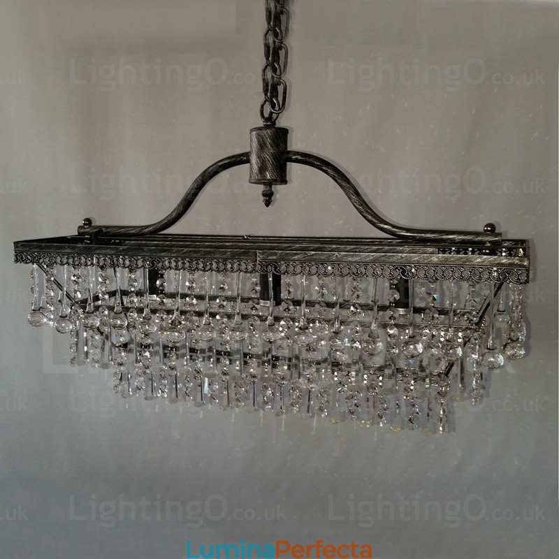 3 etaje dreptunghi tradițional clasic cristal metal candelabru pt