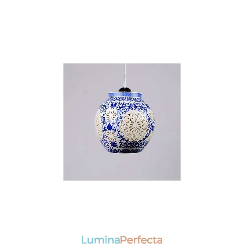 Lampă retro din ceramică Scări Albastru Candelabru cu un singur cap Creativ