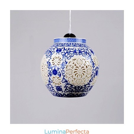 Lampă retro din ceramică Scări Albastru Candelabru cu un singur cap Creativ Lampă retro din ceramică Scări Albastru Candelabru cu un singur cap Creativ