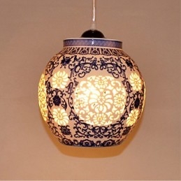 Lampă retro din ceramică Scări Albastru Candelabru cu un singur cap Creativ