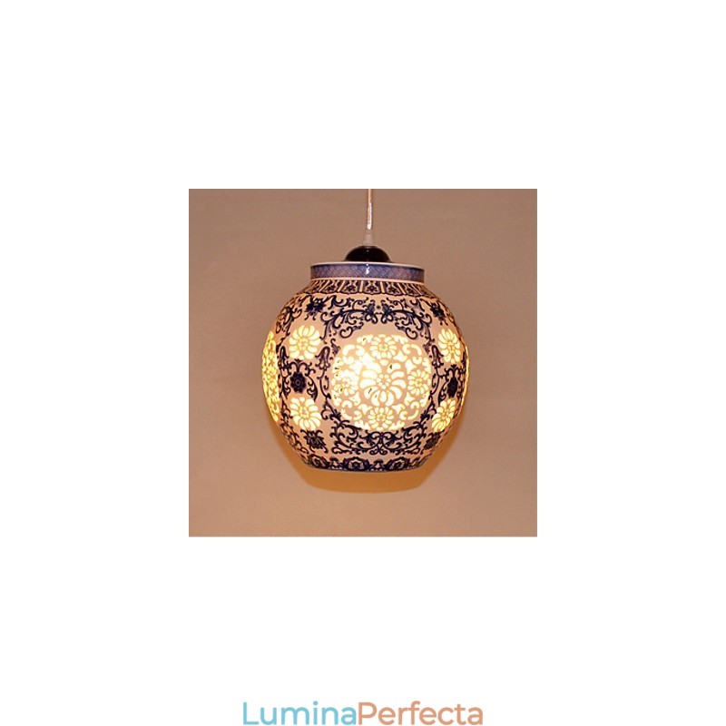 Lampă retro din ceramică Scări Albastru Candelabru cu un singur cap Creativ