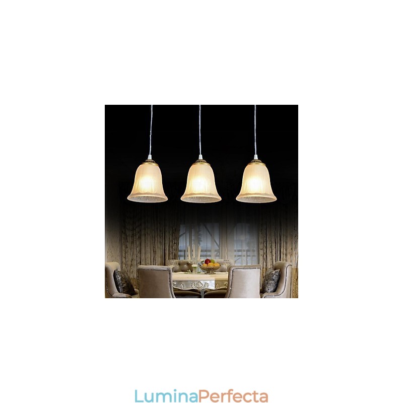 Pandantiv Bronz Trei Lumini Model Sticlă Abajur European Retro Classic