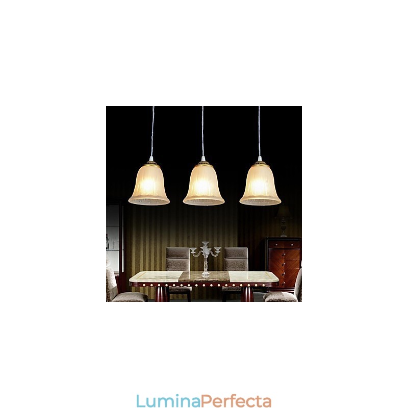 Pandantiv Bronz Trei Lumini Model Sticlă Abajur European Retro Classic