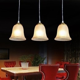 Pandantiv Bronz Trei Lumini Model Sticlă Abajur European Retro Classic