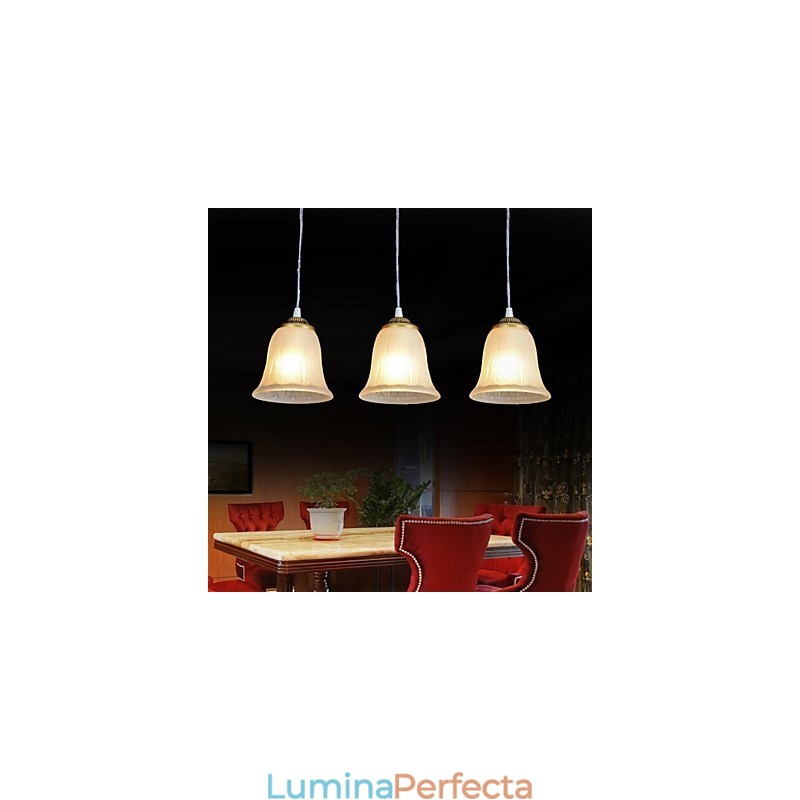 Pandantiv Bronz Trei Lumini Model Sticlă Abajur European Retro Classic