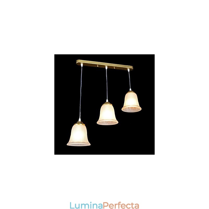 Pandantiv Bronz Trei Lumini Model Sticlă Abajur European Retro Classic