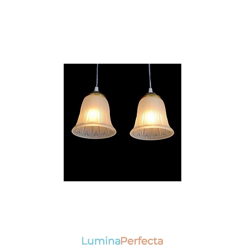 Pandantiv Bronz Trei Lumini Model Sticlă Abajur European Retro Classic