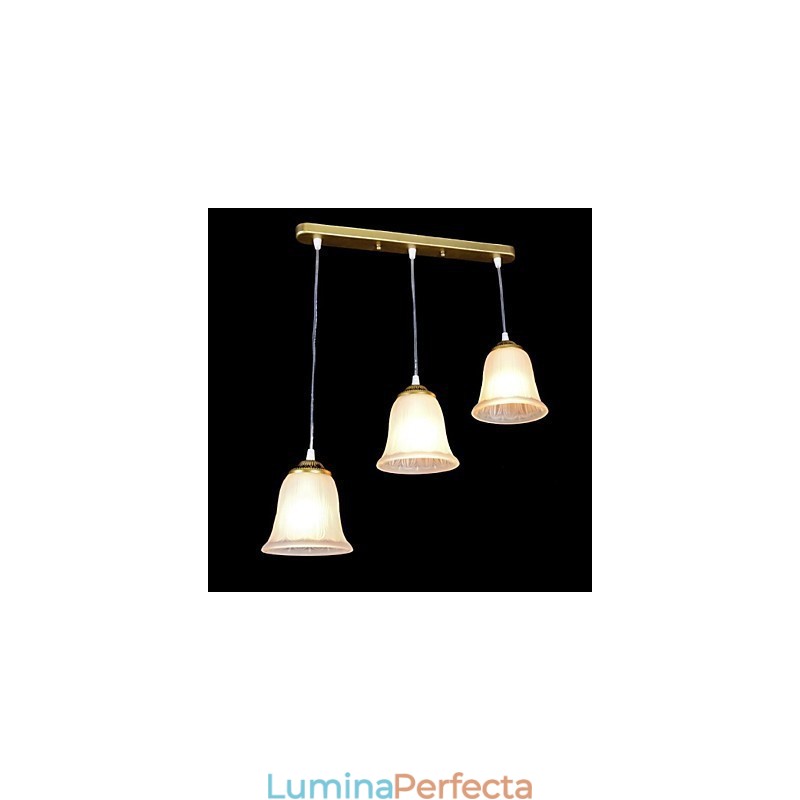 Pandantiv Bronz Trei Lumini Model Sticlă Abajur European Retro Classic