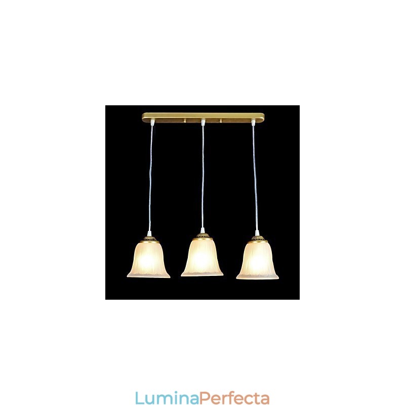 Pandantiv Bronz Trei Lumini Model Sticlă Abajur European Retro Classic