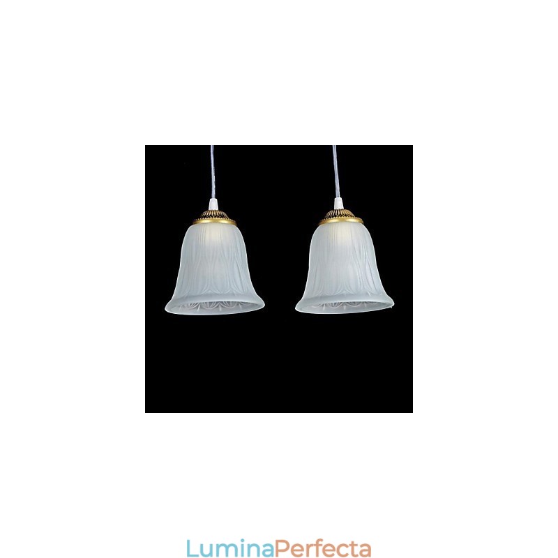 Pandantiv Bronz Trei Lumini Model Sticlă Abajur European Retro Classic