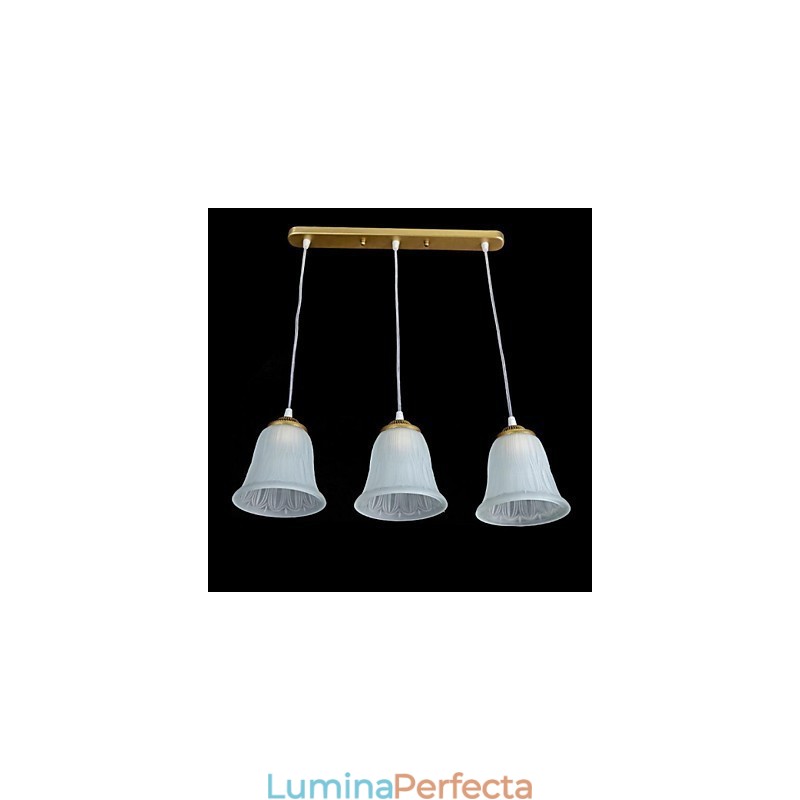 Pandantiv Bronz Trei Lumini Model Sticlă Abajur European Retro Classic